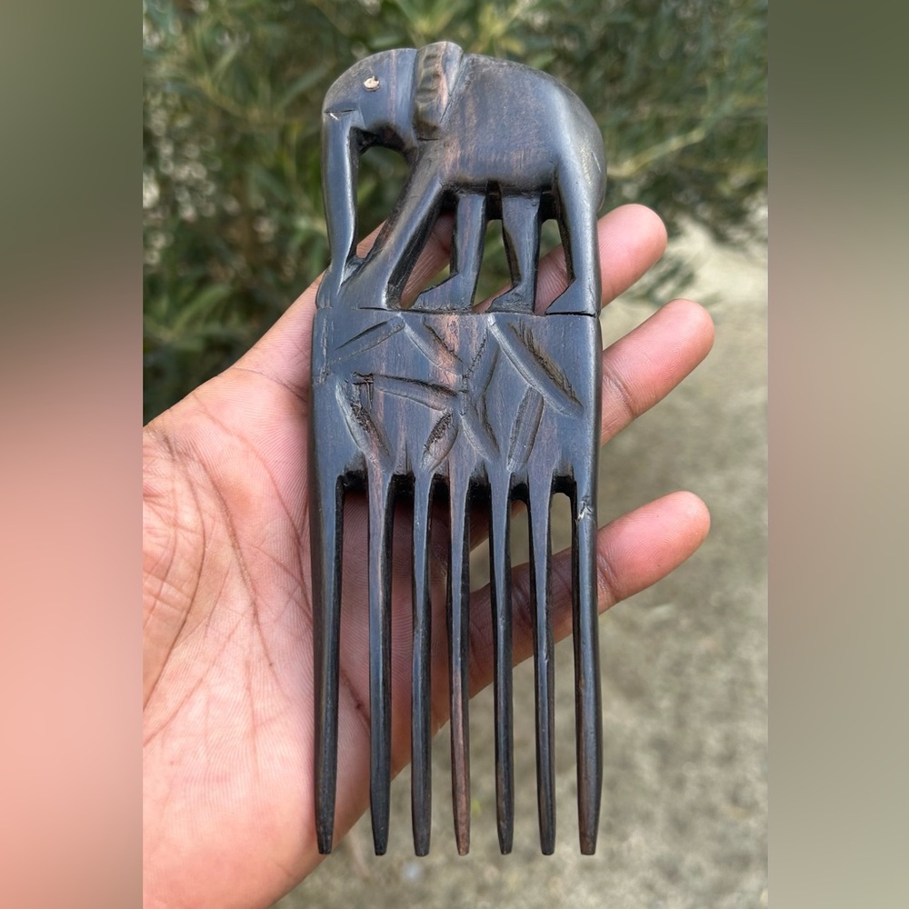 VTG Hand Carved Afro Pick Comb 🪮 🇧🇯 Sz 6.5”x2.5”